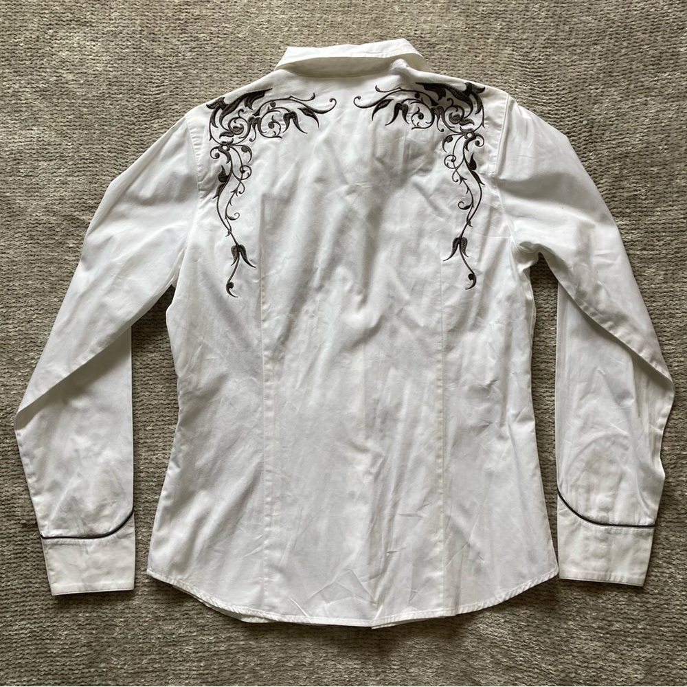 Women’s Vintage Roper Embroidered Western Pearl Snap Button Down Rodeo Neutral M - Picture 4 of 9